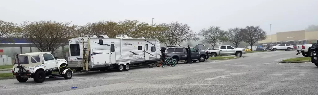 Wonking on rv in store parking lot