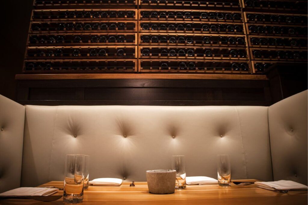 Private dining table in a speakeasy.