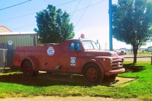 17 Weird Things To Do In Amarillo (2025) 10 Restored red vintage dodge fire truck on display at bill’s backyard classics in amarillo.