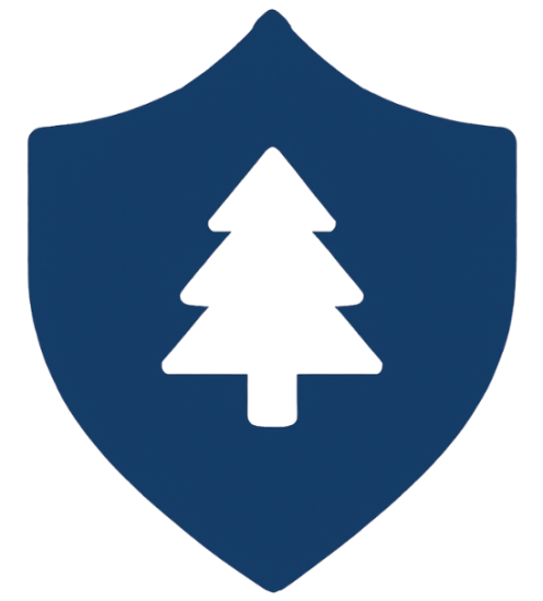 Simple outlined icon of trees and mountains representing national parks and protected outdoor spaces.