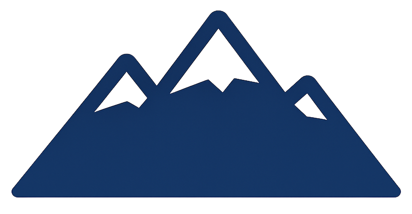 Blue mountain icon with layered peaks representing western travel destinations and scenic landscapes.