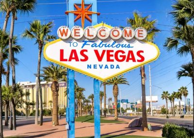 Welcome to fabulous las vegas nevada sign on a las vegas itinerary 5 days with palm trees and blue sky