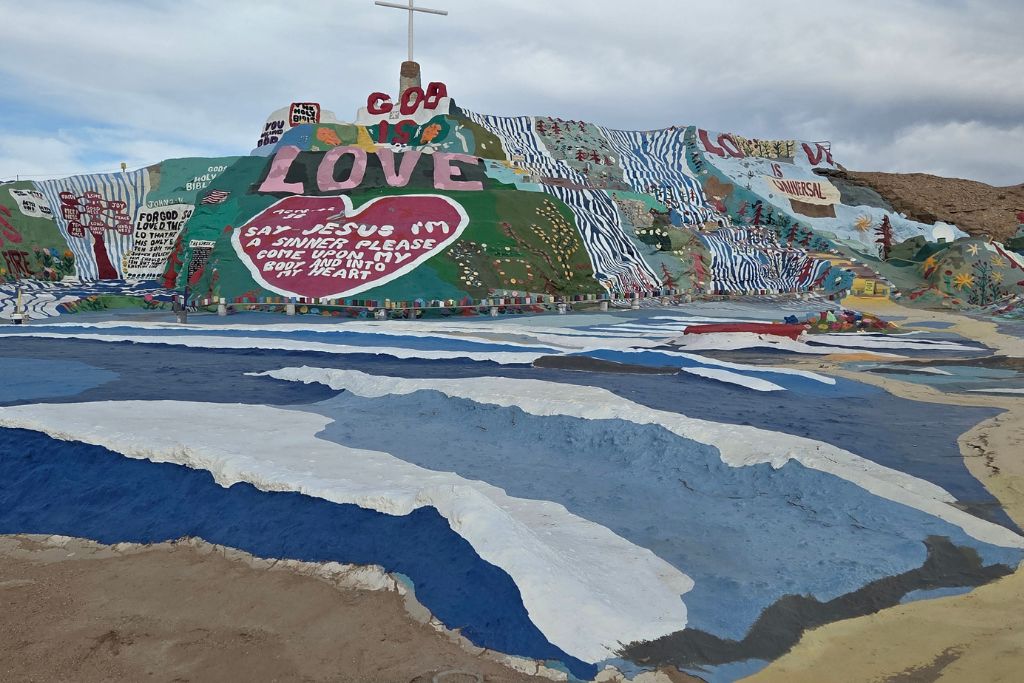 Visiting The Salton Sea: California’s Strangest Desert Lake 8 Painted hills and religious artwork at salvation mountain near slab city in the california desert.