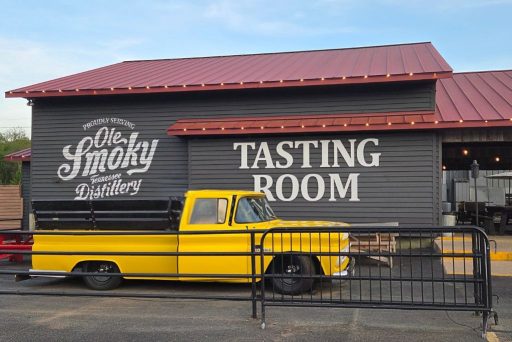 Ole Smoky Tasting Room In Wisconsin Dells Ole smoky tasting room in wisconsin dells with a bright yellow vintage pickup parked outside.