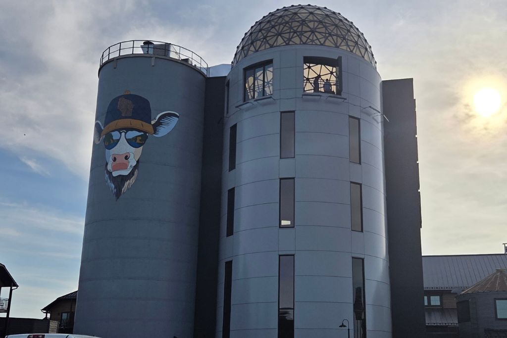 Wisconsin Dells For Adults: Beyond The Waterparks 1 Silo rooftop bar rises above wisconsin dells with its glass domed lounge glowing in the evening sun